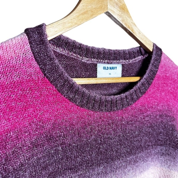 5 for $40 SALE! Old Navy Pink & Maroon Striped Crew Neck Knit Sweater sz XXL - Picture 5 of 9